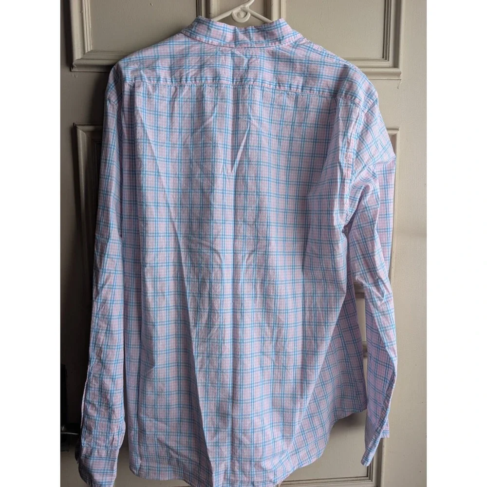 J Crew Shirt Men's XL Slim Fit ‎ Plaid Flex Washed  Pink Blue preppy EXC Button